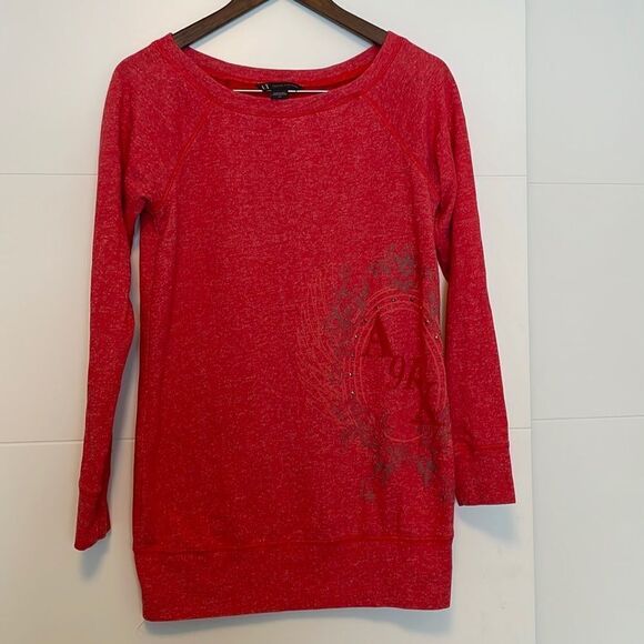 Armani Exchange Red Tunic Length Pull Over Sweater Size Small - Picture 1 of 6